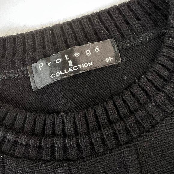 Protege Collection Vintage Men's Black Gray 3D Sweater Size Medium Ribbed Knit - Picture 3 of 4